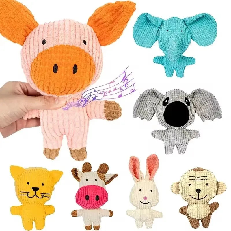 Cavalier King Charles Spaniel Plush Toy Set - Cow & Pig Squeaky Toys for Small Dogs