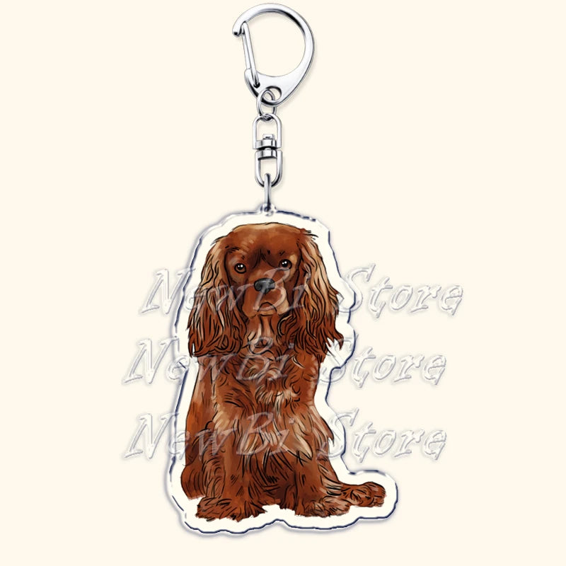 Cavalier King Charles Spaniel Dog Keychains for Accessories Bag Key Chain Ring Jewelry Pet Puppy Lover Animal Gifts Keyrings