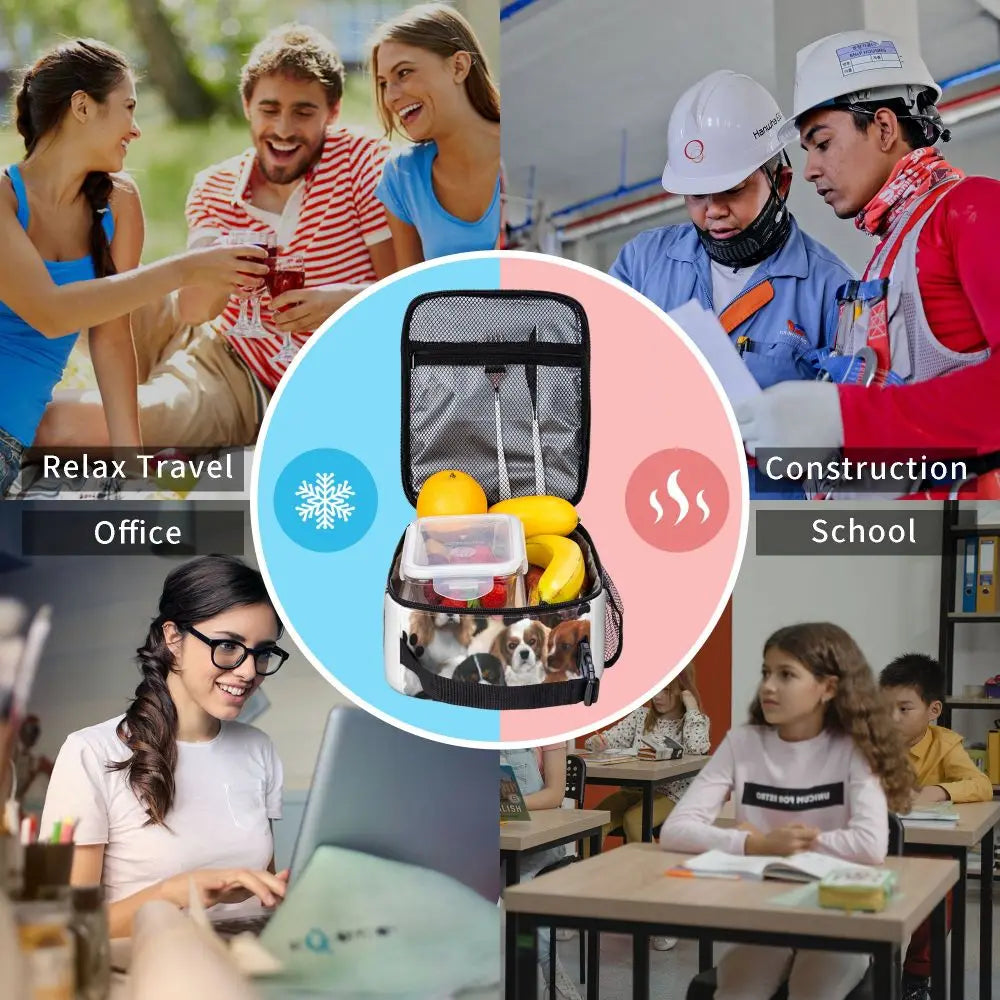 Cavalier King Charles Spaniel Portable Lunch Box Leakproof Family Group Dog Lover Thermal Cooler Food Insulated Lunch Bag Kids