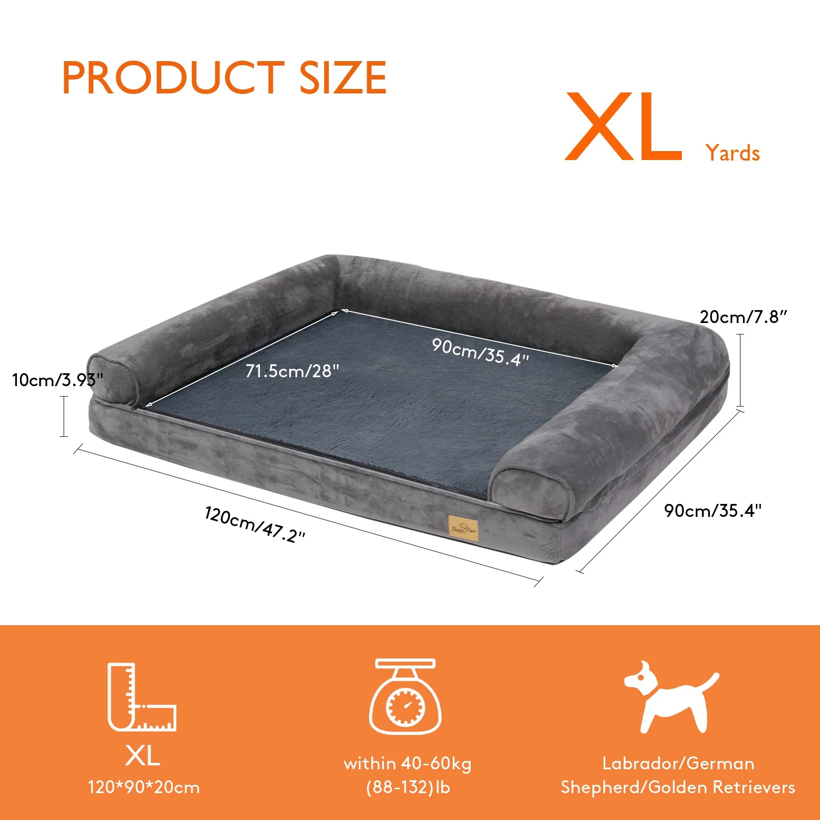 Orthopedic Dog Bed - Extra Large Mattress with Removable Washable Cover