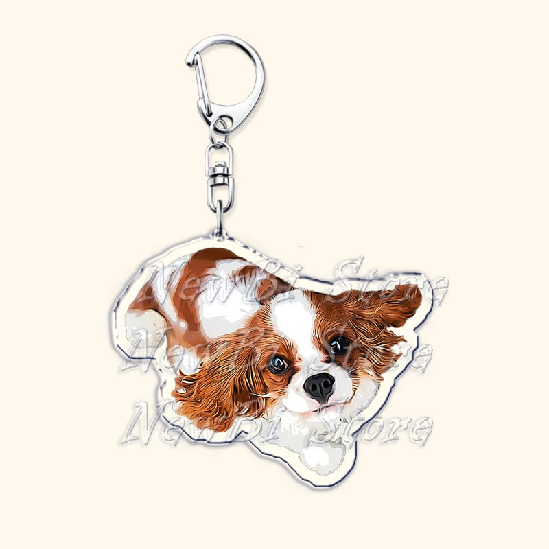 Cavalier King Charles Spaniel Dog Keychains for Accessories Bag Key Chain Ring Jewelry Pet Puppy Lover Animal Gifts Keyrings