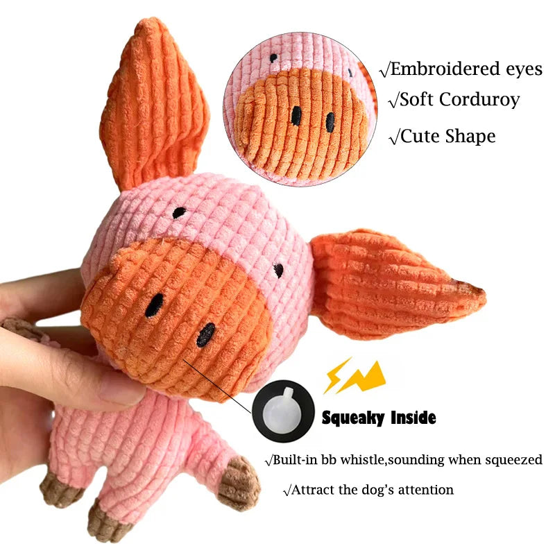 Cavalier King Charles Spaniel Plush Toy Set - Cow & Pig Squeaky Toys for Small Dogs