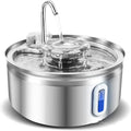 Stainless Steel Water Fountain for Cats and Dogs, Automatic Bowl with Water Level Window, 3.2L Pet Fountain