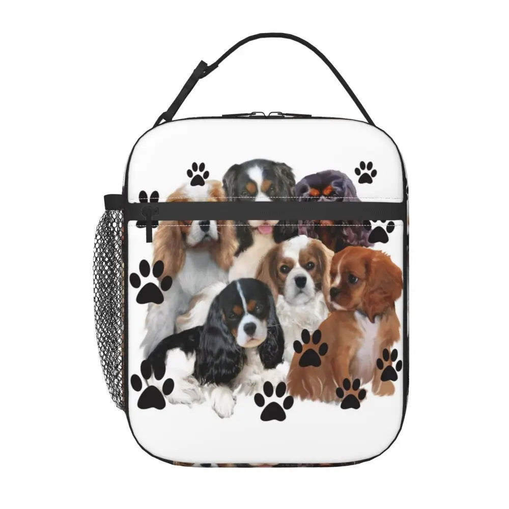 Cavalier King Charles Spaniel Portable Lunch Box Leakproof Family Group Dog Lover Thermal Cooler Food Insulated Lunch Bag Kids