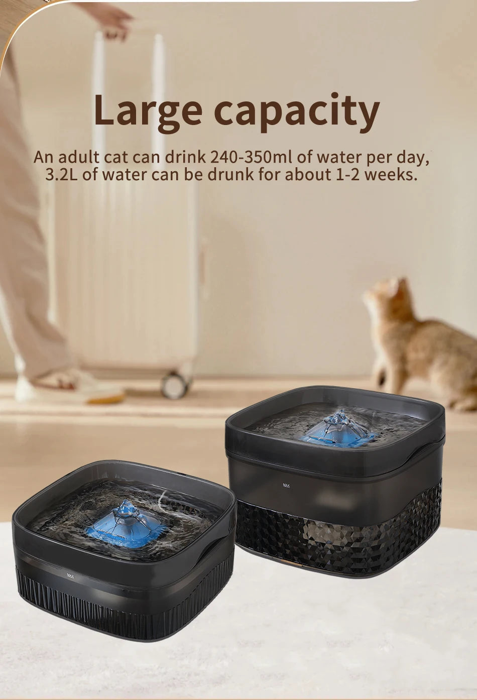 Water Fountain - Ultra-Quiet Automatic Drinking Dispenser 5.5L/9L